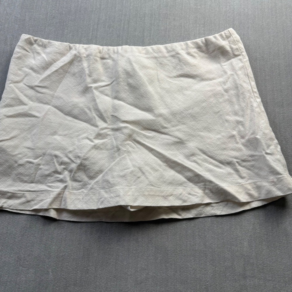 Sky to Moon Cream Linen Blend Mini Skirt Off White Elastic Waist Size L SK0420A
